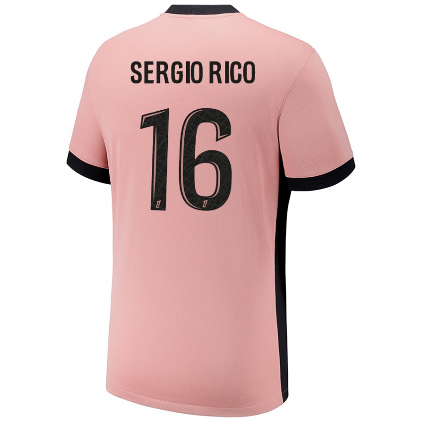 Dětské Sergio Rico #16 Rezavě Růžová Třetí Hráčské Dresy 2024/25 Dres