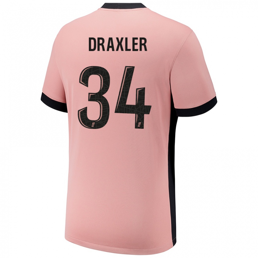 Dětské Julian Draxler #34 Rezavě Růžová Třetí Hráčské Dresy 2024/25 Dres