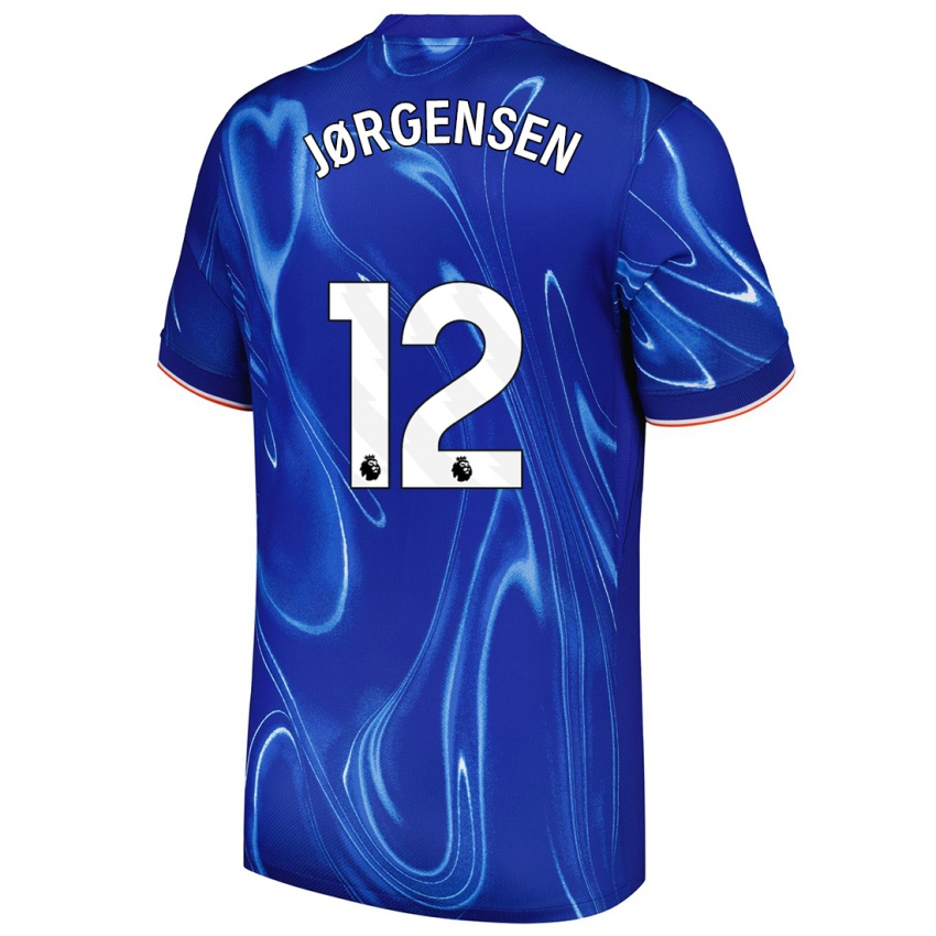 Pánské Filip Jørgensen #12 Modrá Bílá Domů Hráčské Dresy 2024/25 Dres