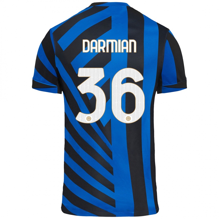 Pánské Matteo Darmian #36 Modrá Černá Domů Hráčské Dresy 2024/25 Dres