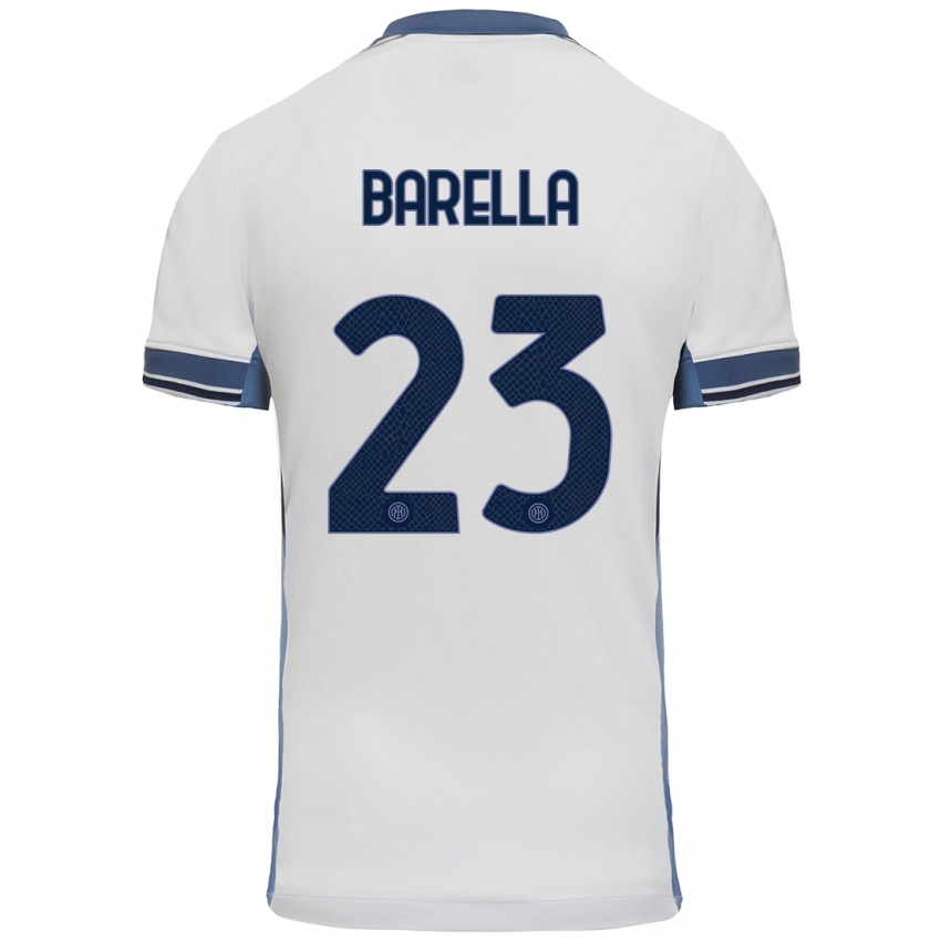 Pánské Nicolo Barella #23 Bílá Šedá Daleko Hráčské Dresy 2024/25 Dres