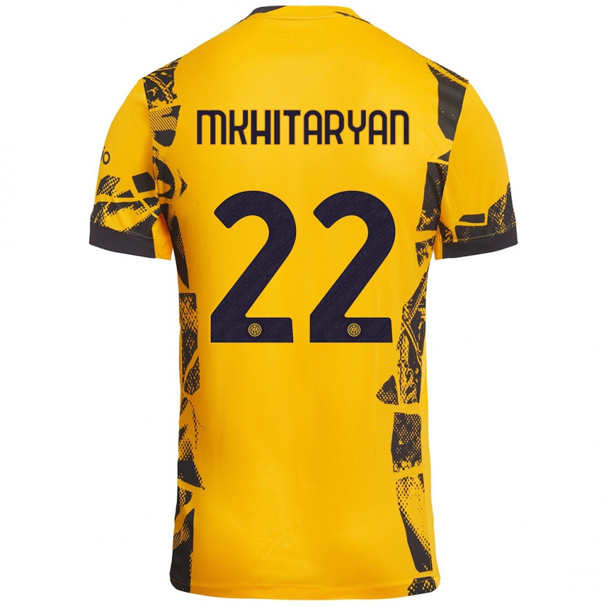 Pánské Henrikh Mkhitaryan #22 Zlatá Černá Třetí Hráčské Dresy 2024/25 Dres