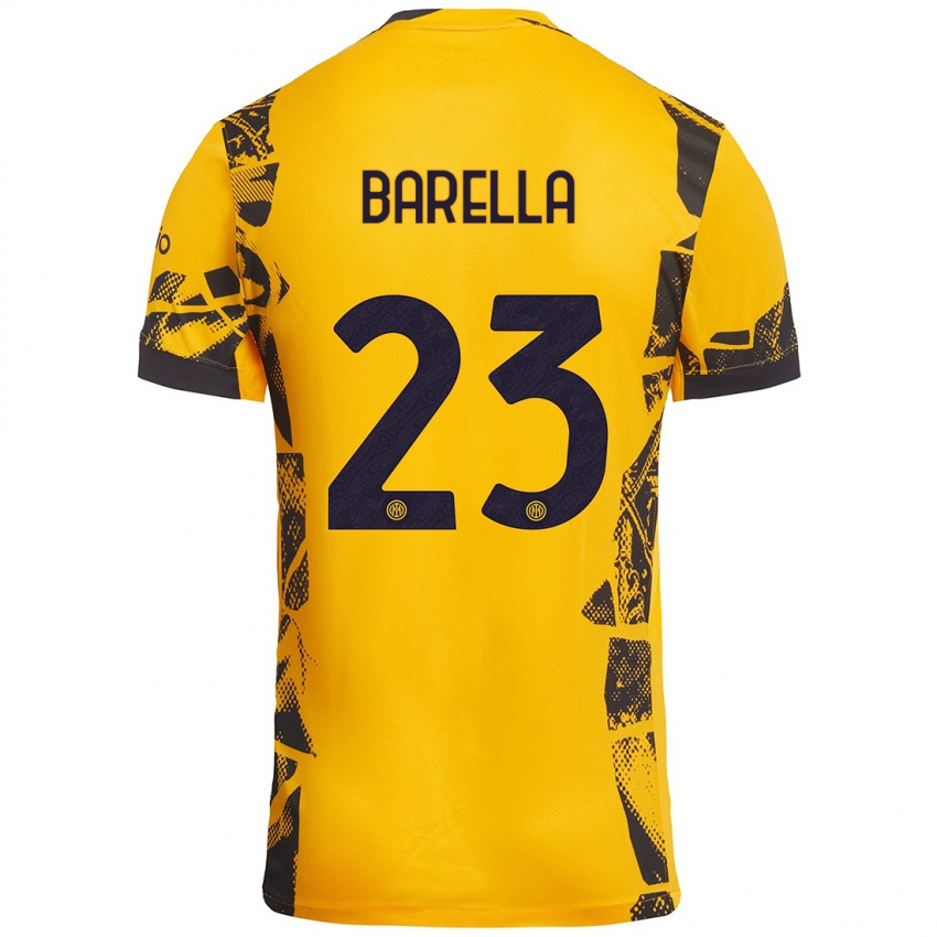 Pánské Nicolò Barella #23 Zlatá Černá Třetí Hráčské Dresy 2024/25 Dres