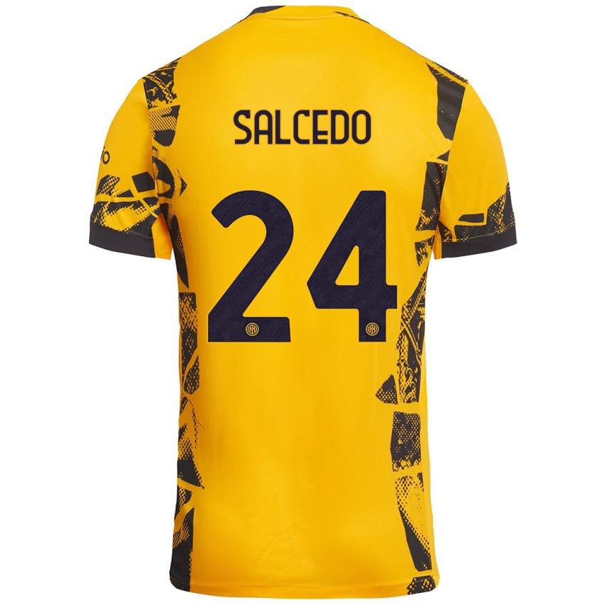 Pánské Eddie Salcedo #24 Zlatá Černá Třetí Hráčské Dresy 2024/25 Dres