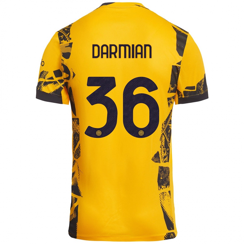 Pánské Matteo Darmian #36 Zlatá Černá Třetí Hráčské Dresy 2024/25 Dres