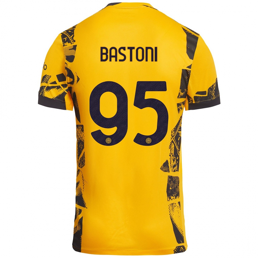 Pánské Alessandro Bastoni #95 Zlatá Černá Třetí Hráčské Dresy 2024/25 Dres