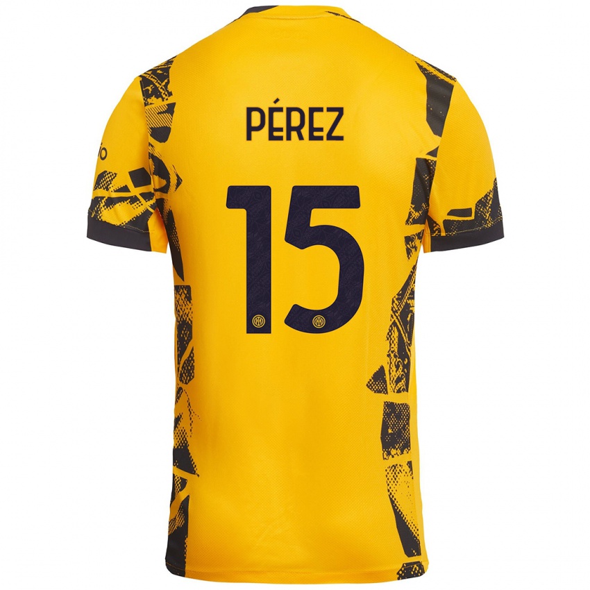 Pánské Álex Pérez #15 Zlatá Černá Třetí Hráčské Dresy 2024/25 Dres