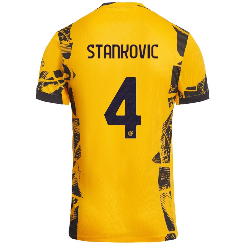 Pánské Aleksandar Stankovic #4 Zlatá Černá Třetí Hráčské Dresy 2024/25 Dres