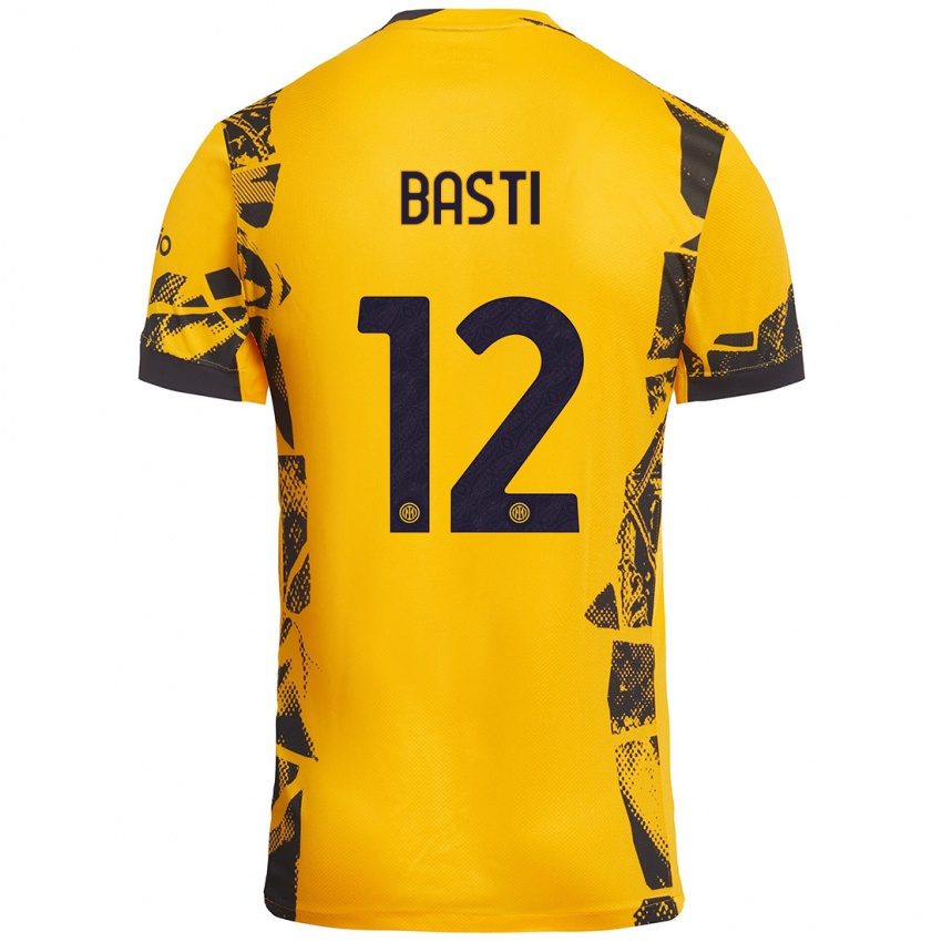 Pánské Matteo Basti #12 Zlatá Černá Třetí Hráčské Dresy 2024/25 Dres