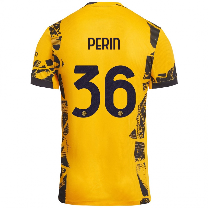 Pánské Nicolo Perin #36 Zlatá Černá Třetí Hráčské Dresy 2024/25 Dres