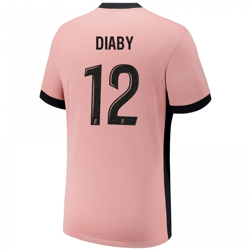 Pánské Ibrahima Diaby #12 Rezavě Růžová Třetí Hráčské Dresy 2024/25 Dres