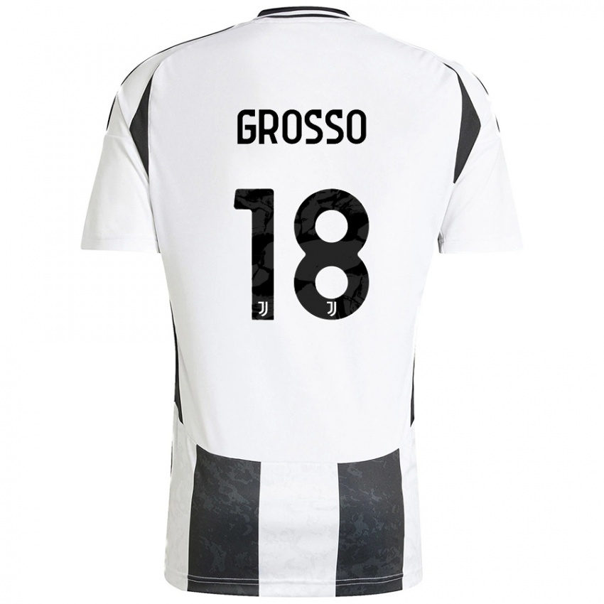 Dámské Filippo Grosso #18 Bílá Černá Domů Hráčské Dresy 2024/25 Dres