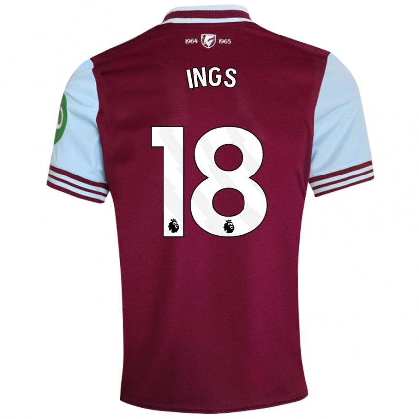 Dětské Danny Ings #18 Tmavě Červená Domů Hráčské Dresy 2024/25 Dres