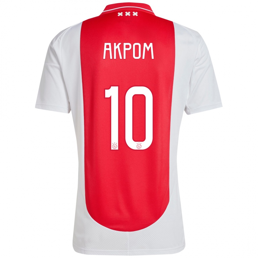 Dětské Chuba Akpom #10 Červená Bílá Domů Hráčské Dresy 2024/25 Dres