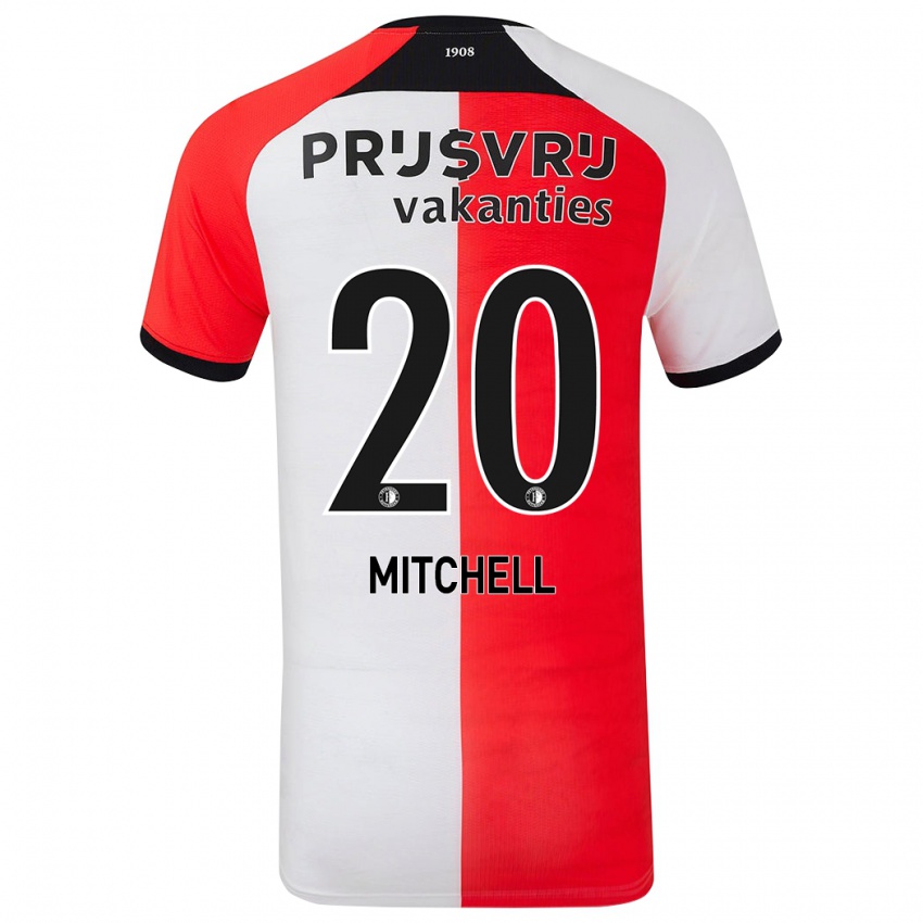 Dětské Jeyland Mitchell #20 Červená Bílá Domů Hráčské Dresy 2024/25 Dres