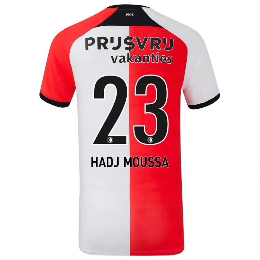 Dětské Anis Hadj Moussa #23 Červená Bílá Domů Hráčské Dresy 2024/25 Dres