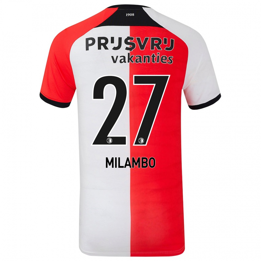 Dětské Antoni Milambo #27 Červená Bílá Domů Hráčské Dresy 2024/25 Dres