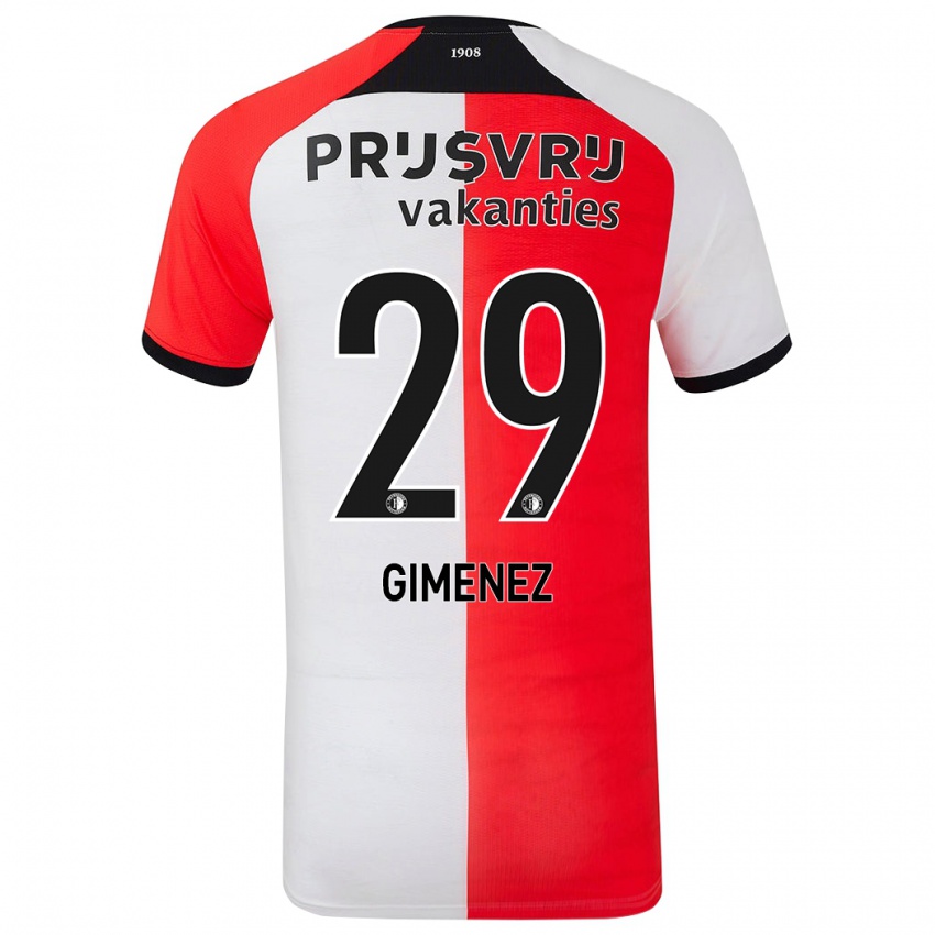 Dětské Santiago Gimenez #29 Červená Bílá Domů Hráčské Dresy 2024/25 Dres