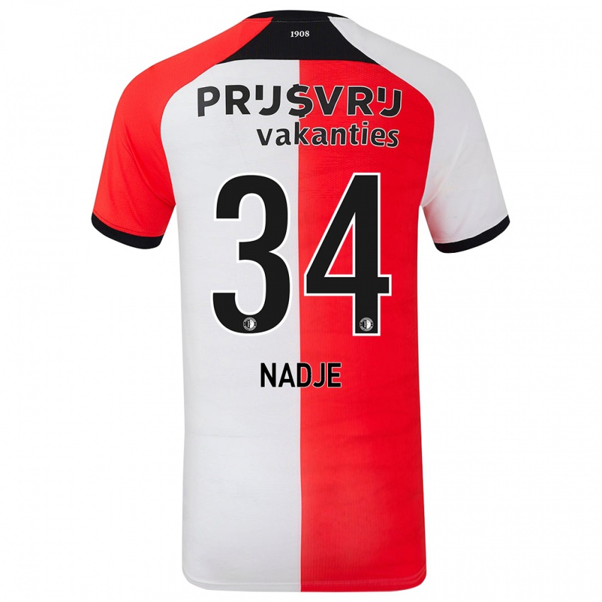 Dětské Chris-Kévin Nadje #34 Červená Bílá Domů Hráčské Dresy 2024/25 Dres