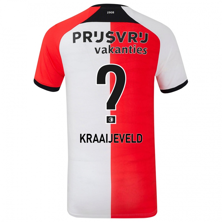 Dětské Thijs Kraaijeveld #0 Červená Bílá Domů Hráčské Dresy 2024/25 Dres