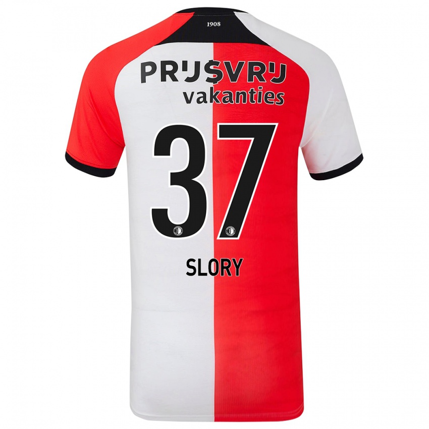 Dětské Jaden Slory #37 Červená Bílá Domů Hráčské Dresy 2024/25 Dres