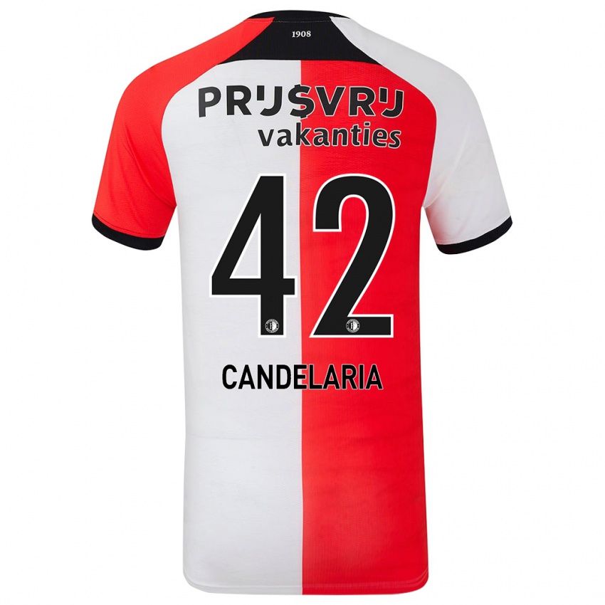 Dětské Jayden Candelaria #42 Červená Bílá Domů Hráčské Dresy 2024/25 Dres