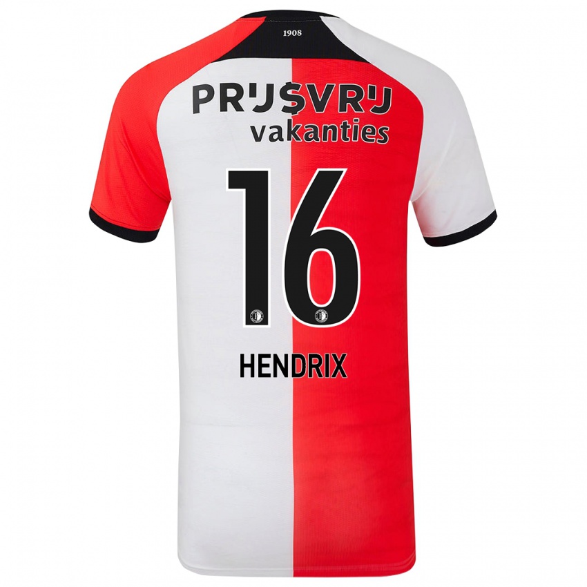 Dětské Jorrit Hendrix #16 Červená Bílá Domů Hráčské Dresy 2024/25 Dres