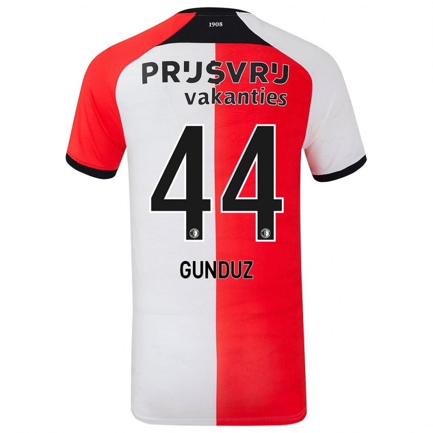 Dětské Omer Gunduz #44 Červená Bílá Domů Hráčské Dresy 2024/25 Dres