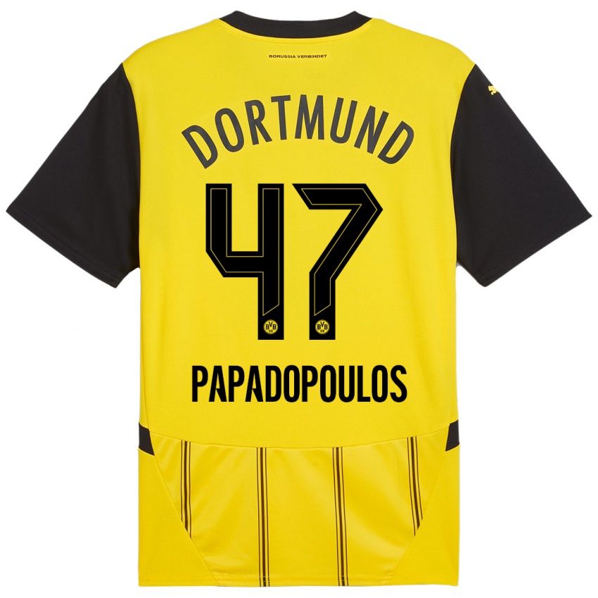 Dětské Antonios Papadopoulos #47 Žlutá Černá Domů Hráčské Dresy 2024/25 Dres