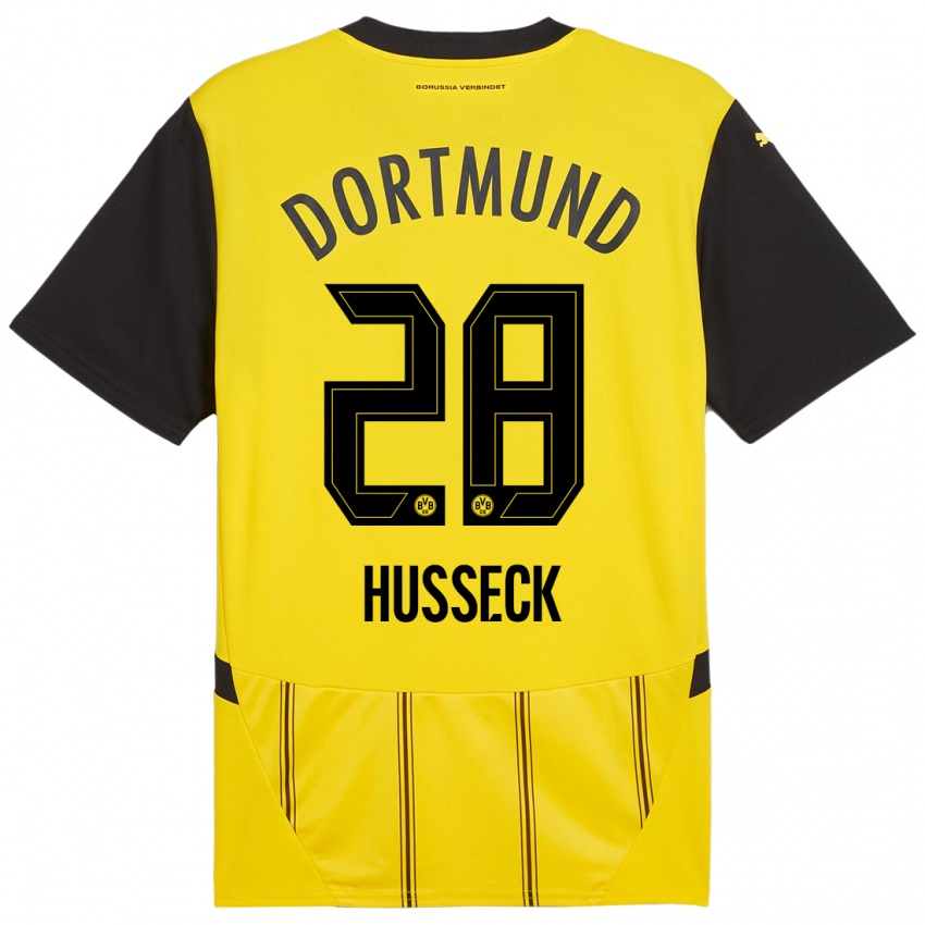 Dětské Jonah Husseck #28 Žlutá Černá Domů Hráčské Dresy 2024/25 Dres