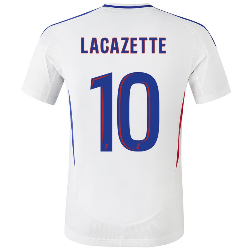 Dětské Alexandre Lacazette #10 Bílá Modrá Domů Hráčské Dresy 2024/25 Dres