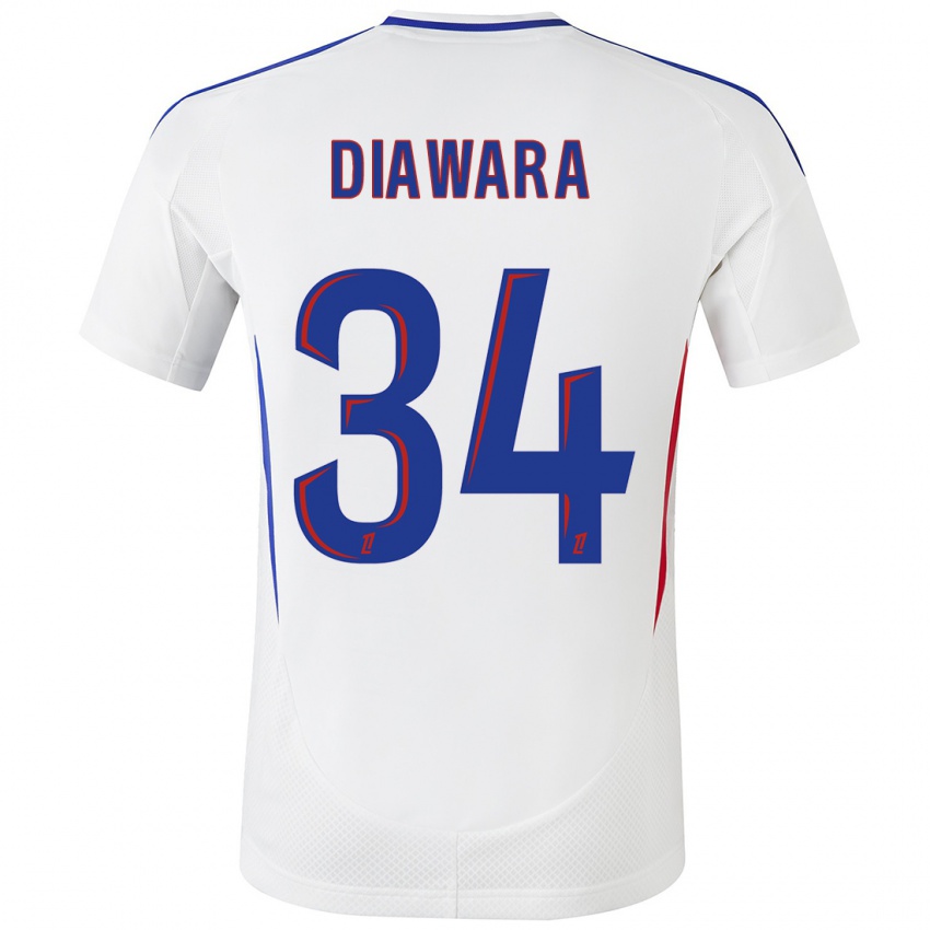 Dětské Mahamadou Diawara #34 Bílá Modrá Domů Hráčské Dresy 2024/25 Dres