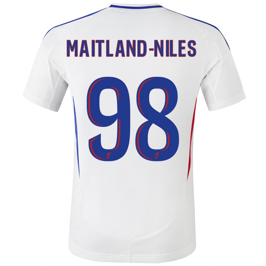 Dětské Ainsley Maitland-Niles #98 Bílá Modrá Domů Hráčské Dresy 2024/25 Dres