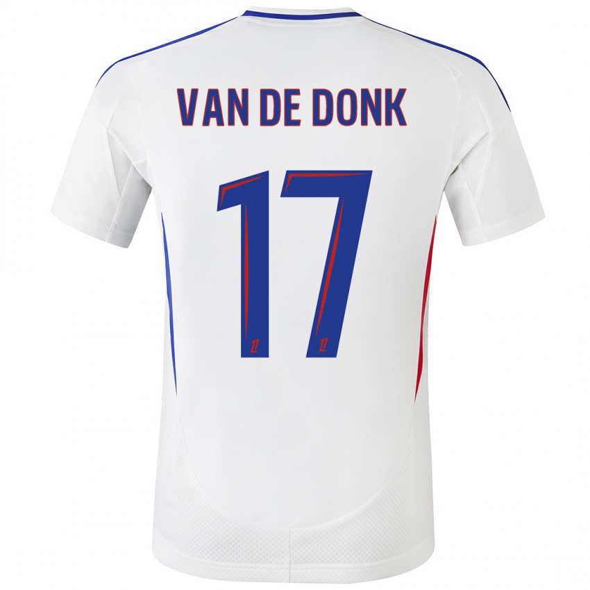 Dětské Danielle Van De Donk #17 Bílá Modrá Domů Hráčské Dresy 2024/25 Dres