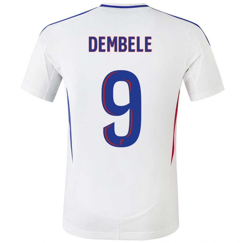 Dětské Moussa Dembele #9 Bílá Modrá Domů Hráčské Dresy 2024/25 Dres