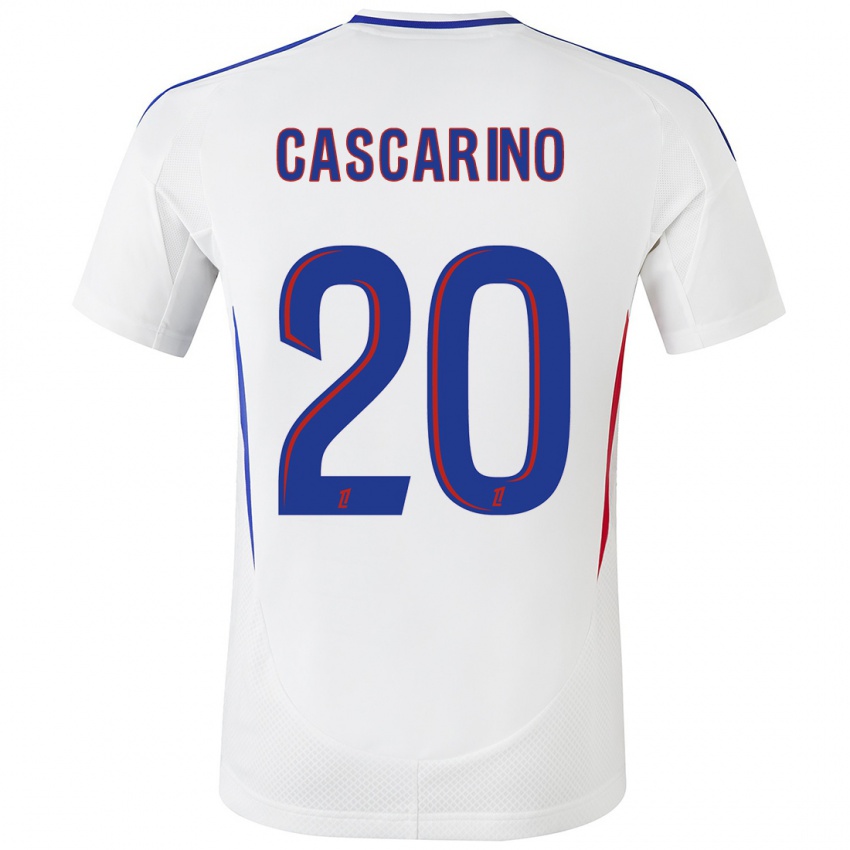 Dětské Delphine Cascarino #20 Bílá Modrá Domů Hráčské Dresy 2024/25 Dres