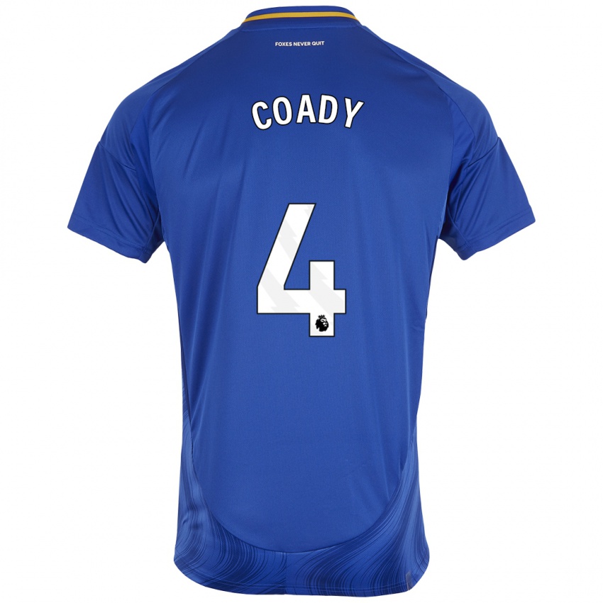 Dětské Conor Coady #4 Modrá Bílá Domů Hráčské Dresy 2024/25 Dres