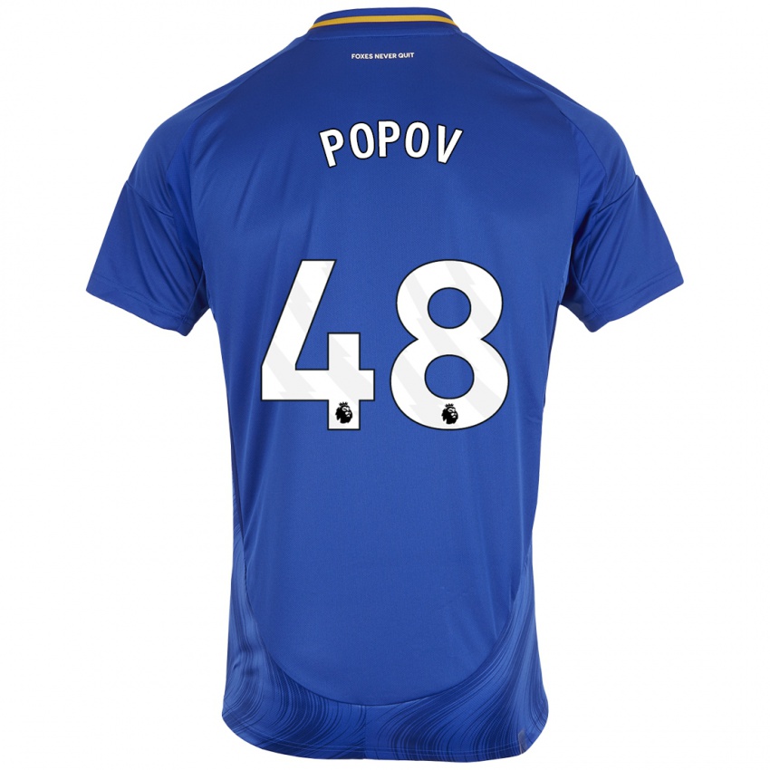 Dětské Chris Popov #48 Modrá Bílá Domů Hráčské Dresy 2024/25 Dres