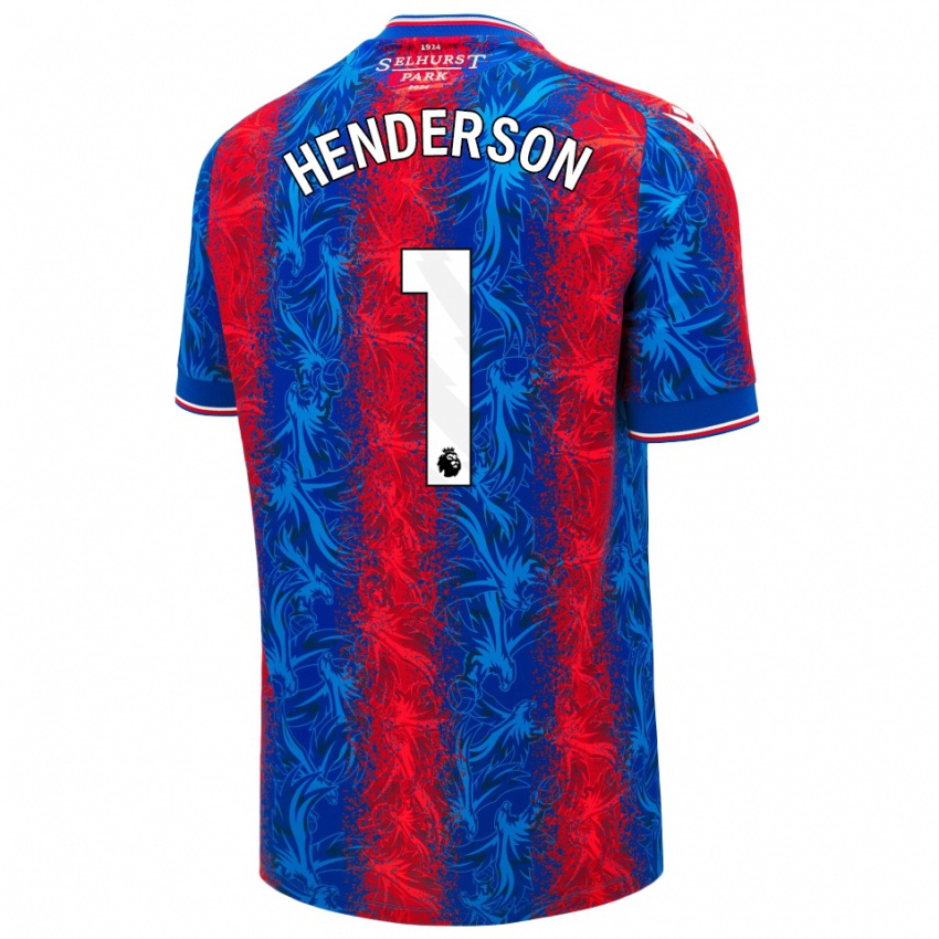 Dětské Dean Henderson #1 Červené Modré Pruhy Domů Hráčské Dresy 2024/25 Dres