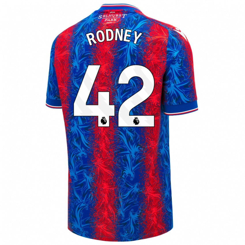 Dětské Kaden Rodney #42 Červené Modré Pruhy Domů Hráčské Dresy 2024/25 Dres