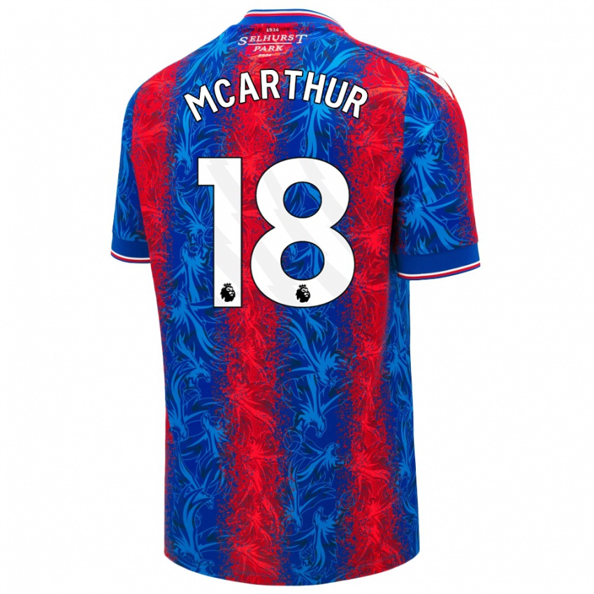 Dětské James Mcarthur #18 Červené Modré Pruhy Domů Hráčské Dresy 2024/25 Dres