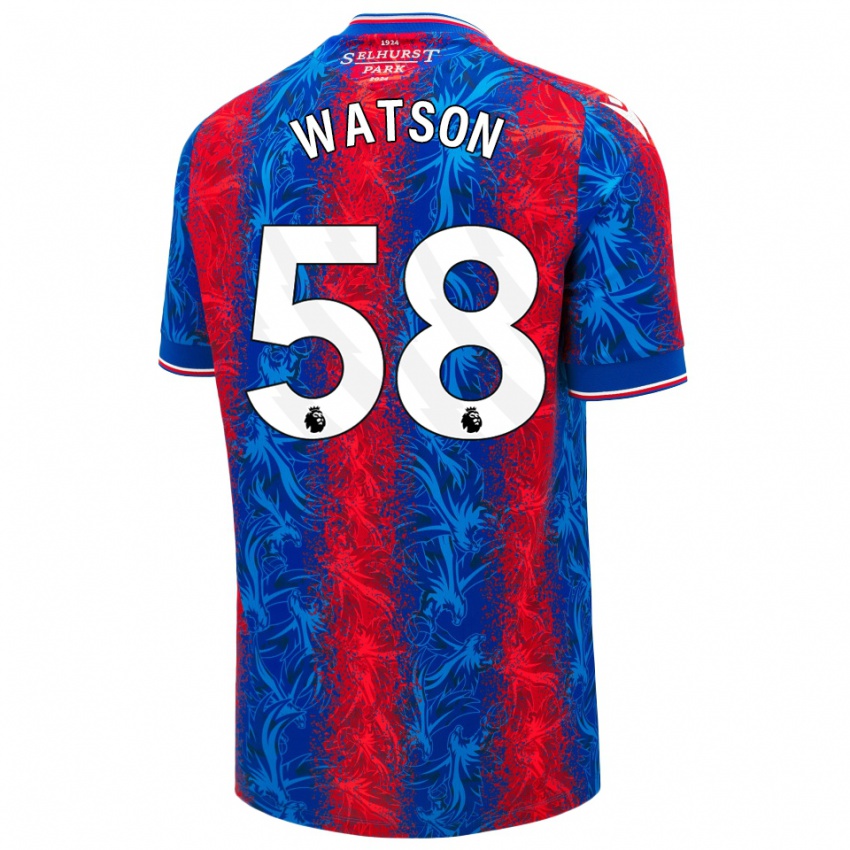 Dětské Noah Watson #58 Červené Modré Pruhy Domů Hráčské Dresy 2024/25 Dres