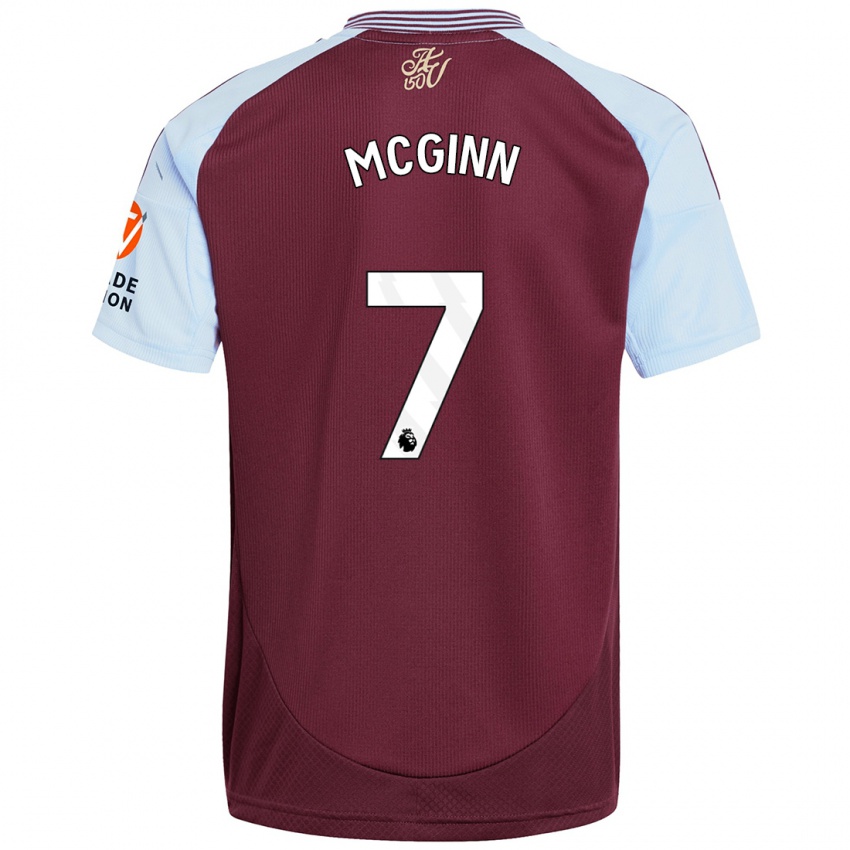 Dětské John Mcginn #7 Vínově Modrá Domů Hráčské Dresy 2024/25 Dres