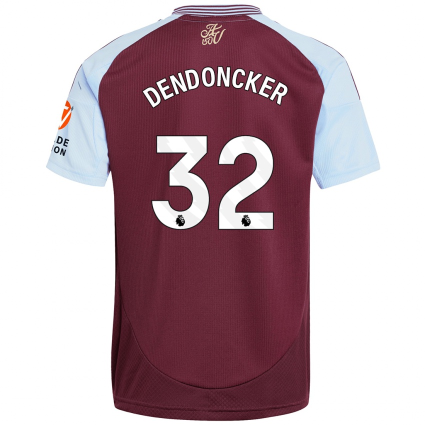 Dětské Leander Dendoncker #32 Vínově Modrá Domů Hráčské Dresy 2024/25 Dres