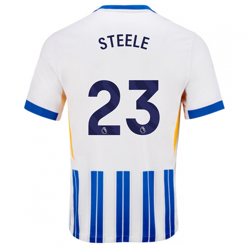 Dětské Jason Steele #23 Bílé Modré Proužky Domů Hráčské Dresy 2024/25 Dres