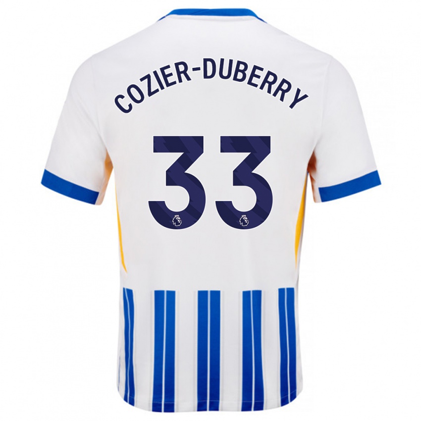 Dětské Amario Cozier-Duberry #33 Bílé Modré Proužky Domů Hráčské Dresy 2024/25 Dres