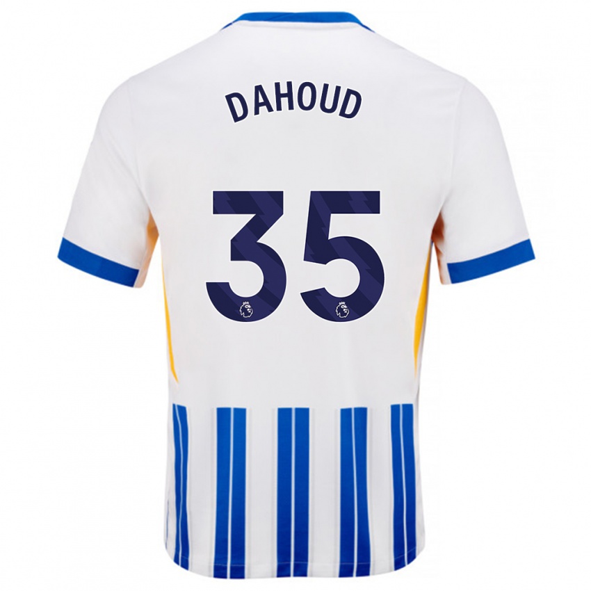 Dětské Mahmoud Dahoud #35 Bílé Modré Proužky Domů Hráčské Dresy 2024/25 Dres