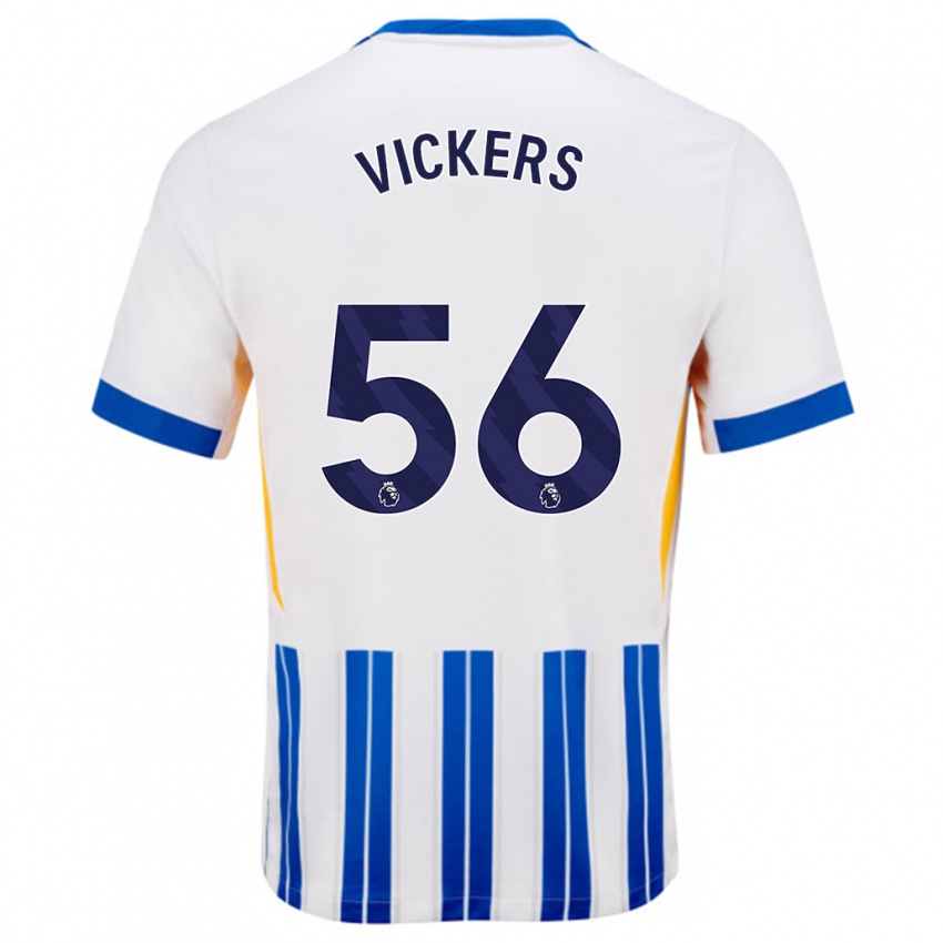 Dětské Caylan Vickers #56 Bílé Modré Proužky Domů Hráčské Dresy 2024/25 Dres