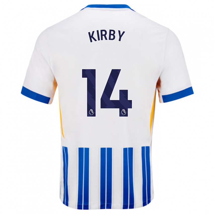 Dětské Fran Kirby #14 Bílé Modré Proužky Domů Hráčské Dresy 2024/25 Dres