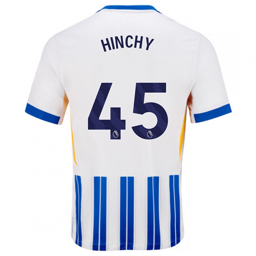 Dětské Jack Hinchy #45 Bílé Modré Proužky Domů Hráčské Dresy 2024/25 Dres